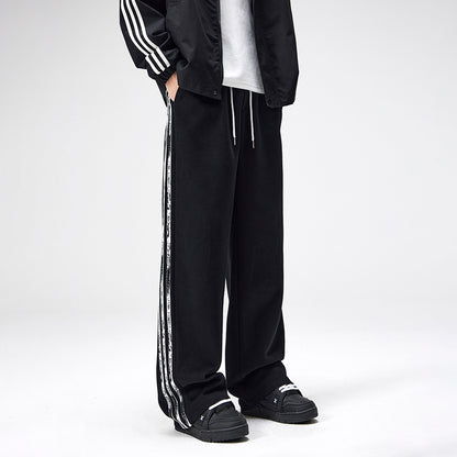 Retro Side Stripes Draped Pants Men