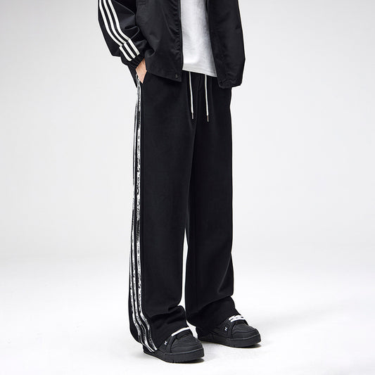 Retro Side Stripes Draped Pants Men