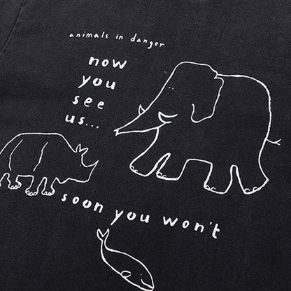 Hand-painted Abstract Elephant Printed T-shirt Men