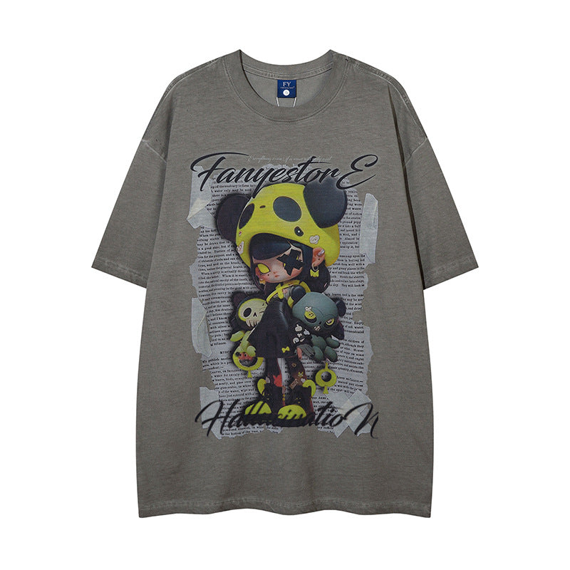 Depressed Cartoon Distressed T-shirt For Men