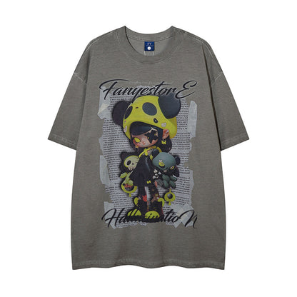 Depressed Cartoon Distressed T-shirt For Men