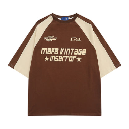 Letter Patchwork Short-sleeved T-shirt Men