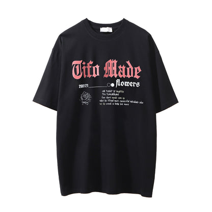 Rose Printed Round Neck T-shirt For Men