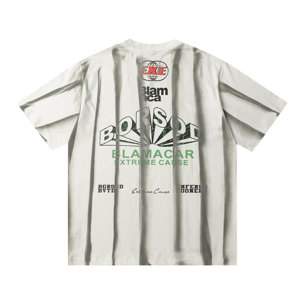 Inkjet Vertical Striped Short-sleeved T-shirt For Men