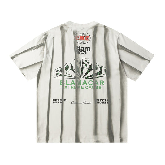 Inkjet Vertical Striped Short-sleeved T-shirt For Men