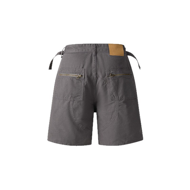 Retro Workwear Shorts Men And Women Zipper
