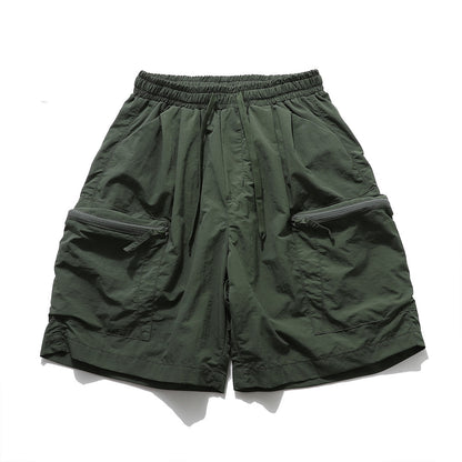 Loose Pockets Zipper Cargo Shorts Men