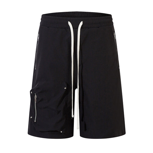 Functional Pocket Zipper Straight Shorts Men