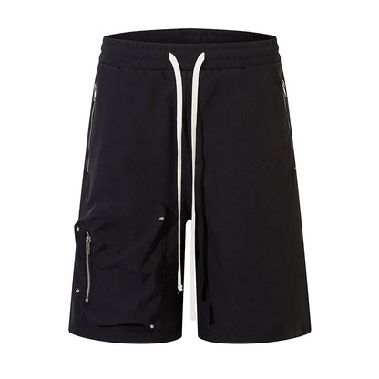 Functional Pocket Zipper Straight Shorts Men