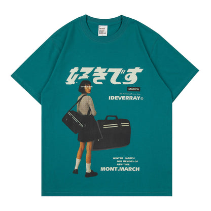 Loose Couple Character Printing Casual T-shirt Men And Women