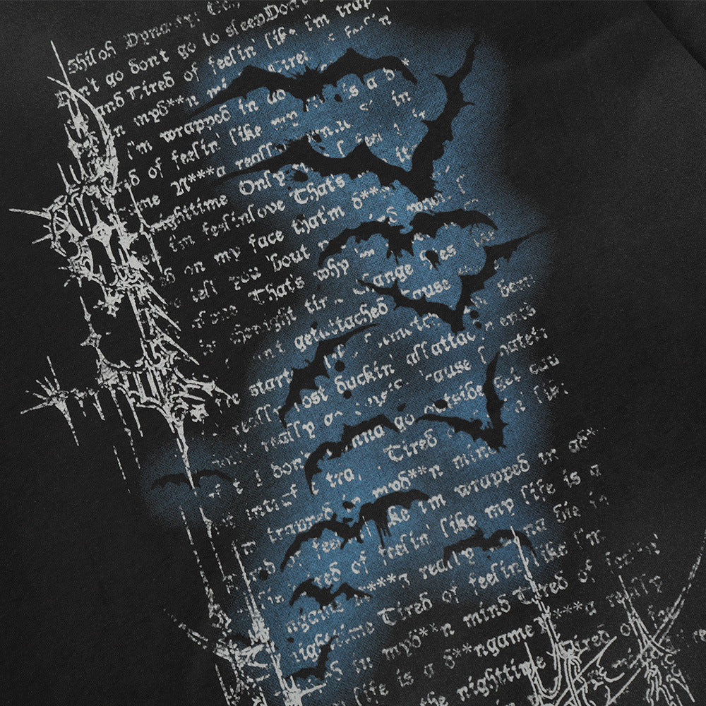 Dark Bat Letter Printed T-shirt For Men
