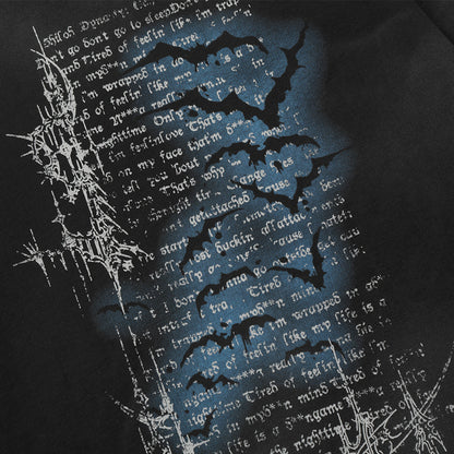 Dark Bat Letter Printed T-shirt For Men