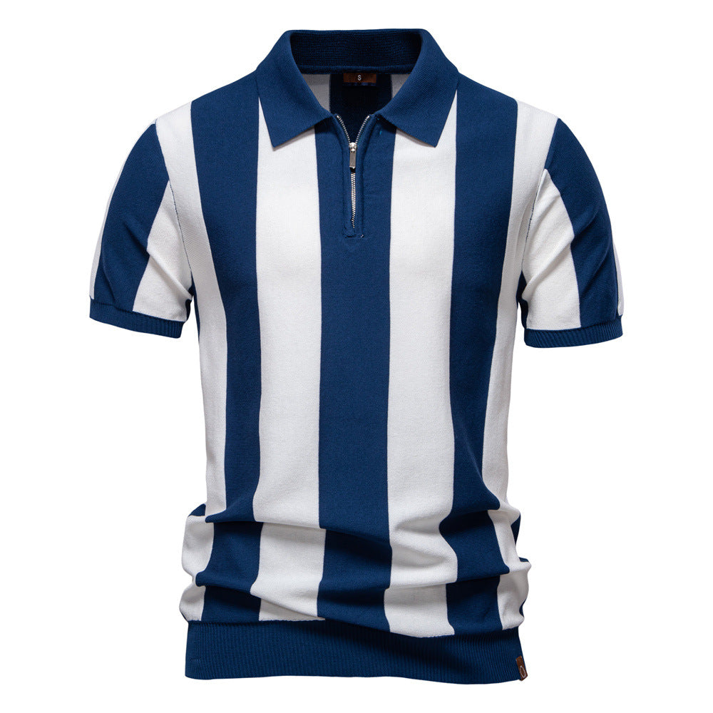 Lapel Short-sleeved Woolen Polo Shirt For Men