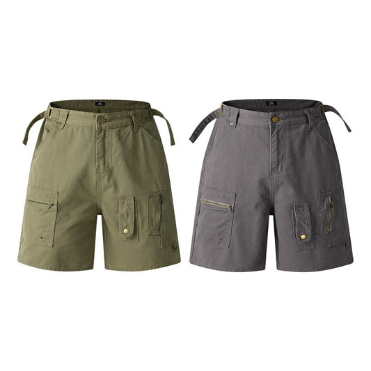 Retro Workwear Shorts Men And Women Zipper