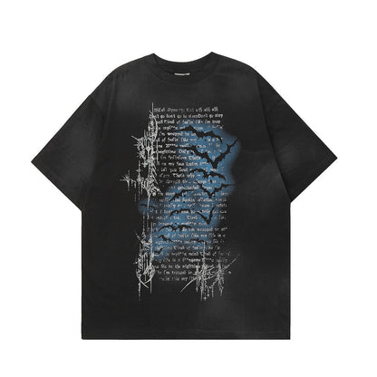 Dark Bat Letter Printed T-shirt For Men