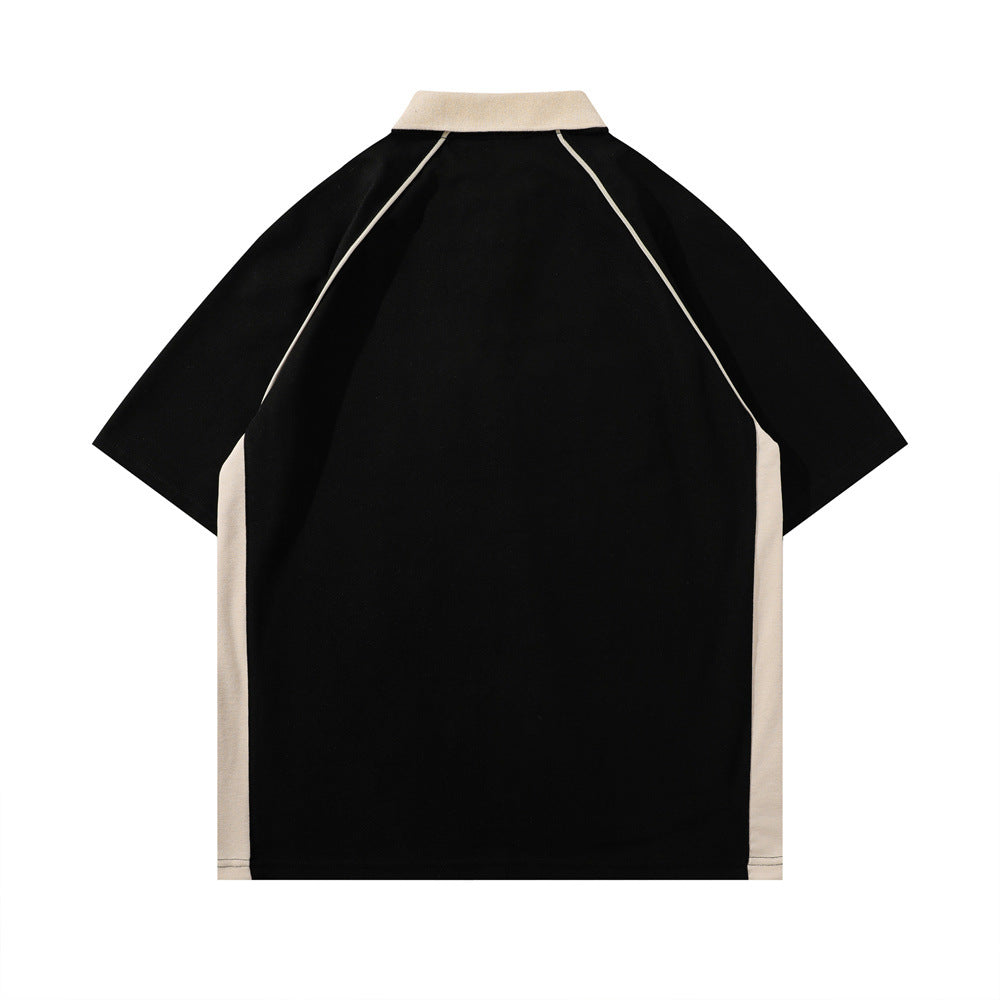 Spider Letter Print Short-sleeve Polo Shirt Men