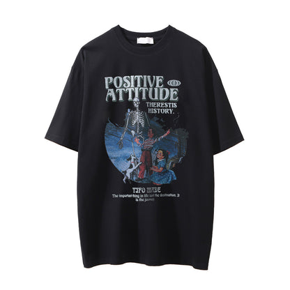 Skull Character Printed Short-sleeved T-shirt For Men