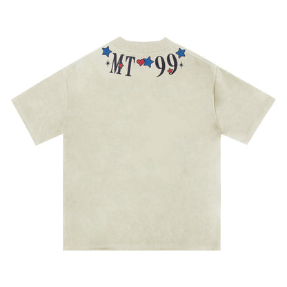 Embroidered Letter Crew Neck T-shirt Men