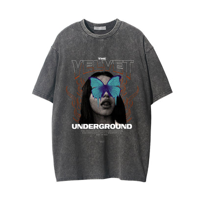 Fashion Personalized Printed Washed T-shirt Men
