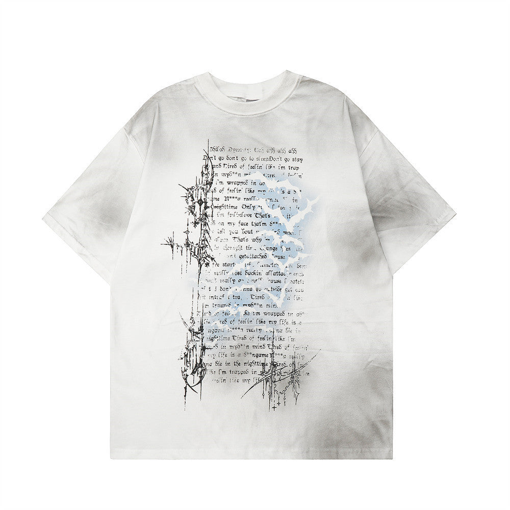 Dark Bat Letter Printed T-shirt For Men