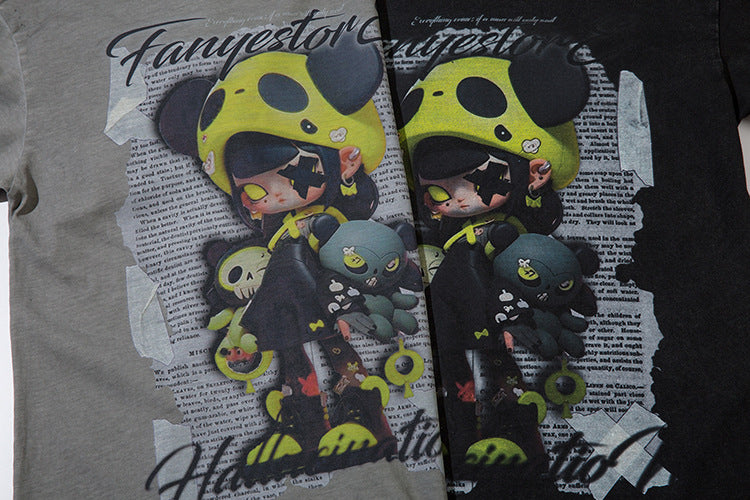 Depressed Cartoon Distressed T-shirt For Men