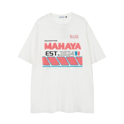 Embroidered Letter Loose T-shirt For Men