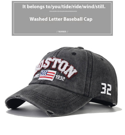 Washed Letter Baseball Cap Vintage Distressed