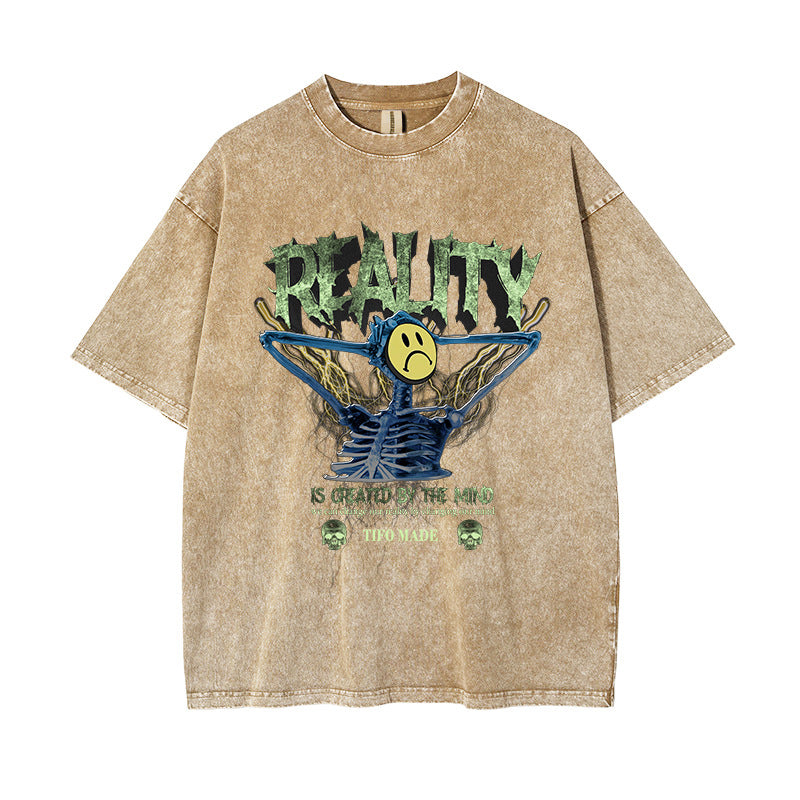 Skull Bone Printed Short-sleeved T-shirt For Men