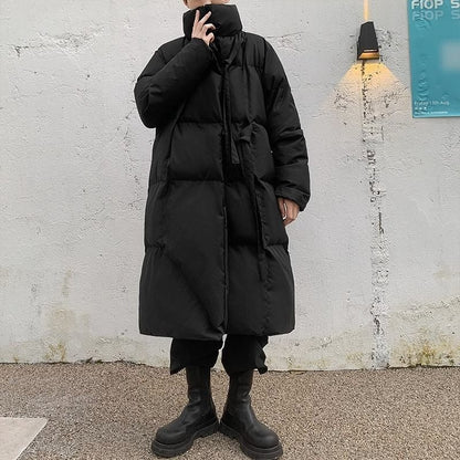 Tristan Ford | Men's Black Knee-Length Cotton-Padded Coat