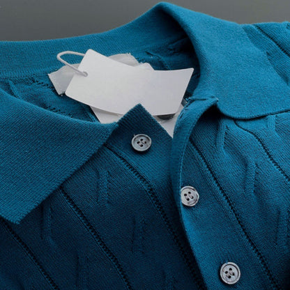 Thin Lapels Knitted Short Sleeve Men's Loose Polo Shirt Half Sleeve T-shirt