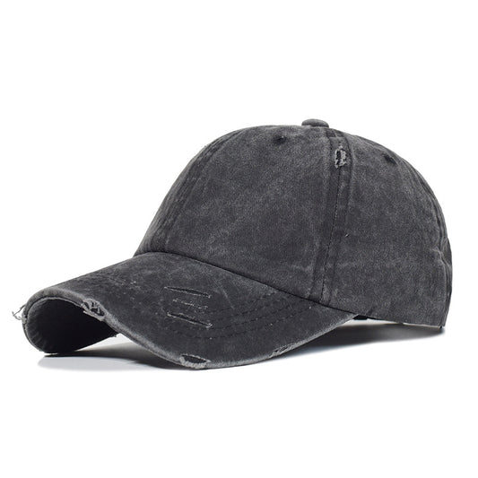 Hole In Cotton Washed Ponytail Baseball Cap