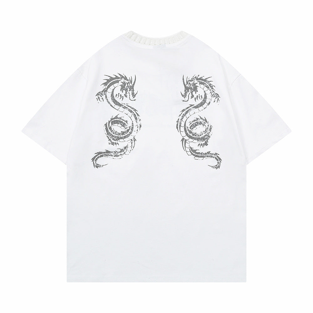 Zodiac Dragon Printed T-shirt Short Sleeve Men