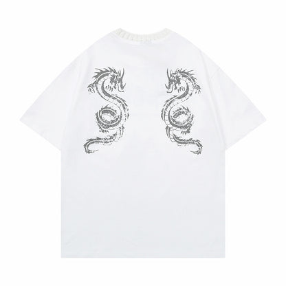 Zodiac Dragon Printed T-shirt Short Sleeve Men