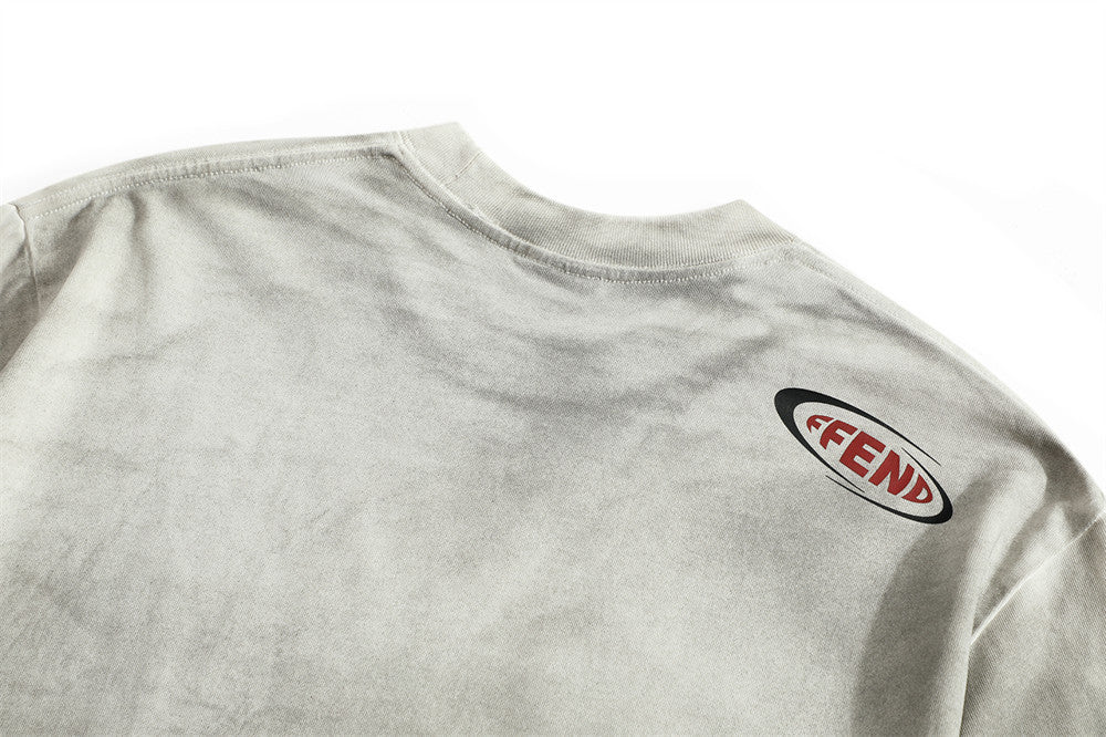 Waste Soil Letter Printing Dirty T-shirt Men