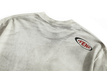 Waste Soil Letter Printing Dirty T-shirt Men