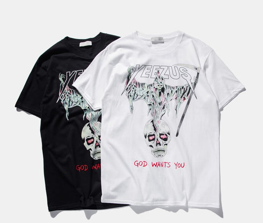 Pure cotton skull religious men and women T-shirt