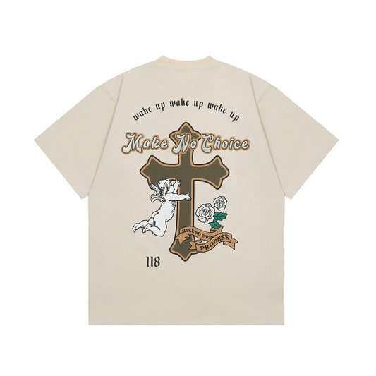 Cross Printed Cotton T-shirt For Men