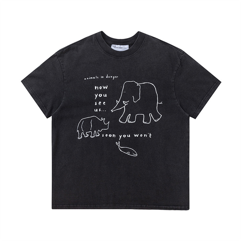 Hand-painted Abstract Elephant Printed T-shirt Men