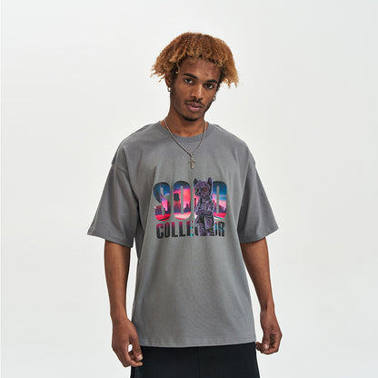 Cartoon Bear Loose Short-sleeved T-shirt For Men