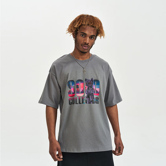 Cartoon Bear Loose Short-sleeved T-shirt For Men