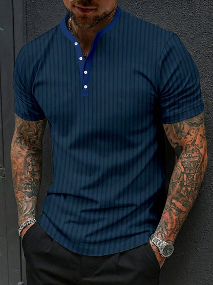 Sports-Leisure Fashion Stand-Collar Knitted Short-Sleeve Polo Shirt