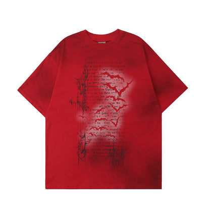 Dark Bat Letter Printed T-shirt For Men