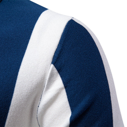 Lapel Short-sleeved Woolen Polo Shirt For Men