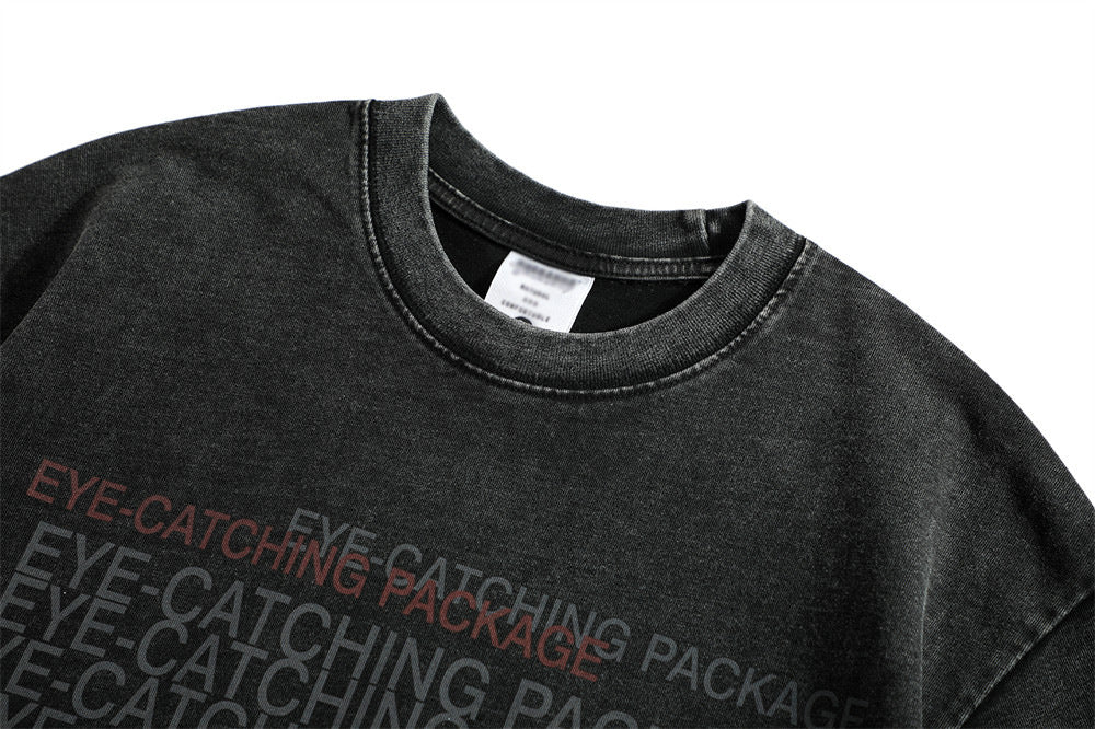 Distressed Letters Full Printed T-shirt Top For Men