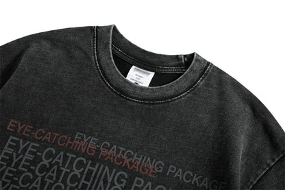 Distressed Letters Full Printed T-shirt Top For Men