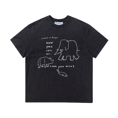 Hand-painted Abstract Elephant Printed T-shirt Men