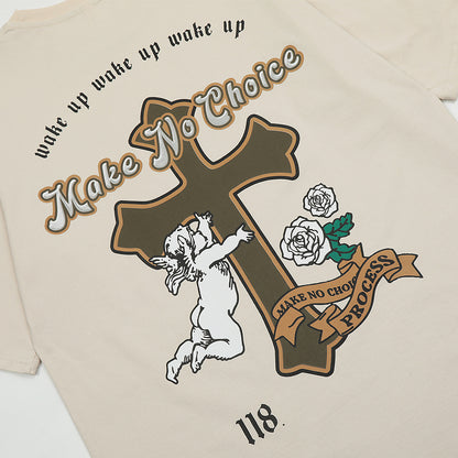 Cross Printed Cotton T-shirt For Men