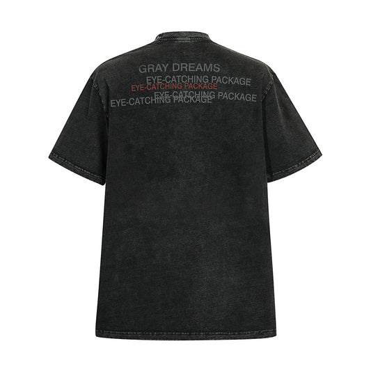 Distressed Letters Full Printed T-shirt Top For Men