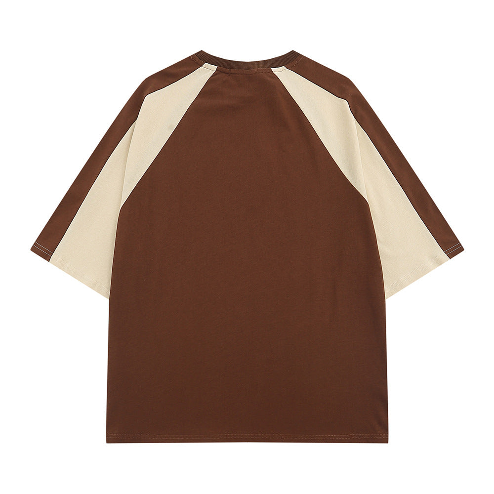 Letter Patchwork Short-sleeved T-shirt Men