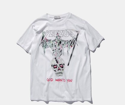 Pure cotton skull religious men and women T-shirt